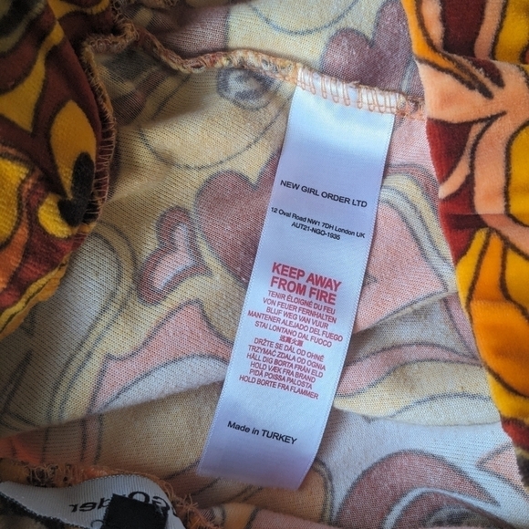 Urban Outfitters NGOrder Velour Trouser Pant Retro Love Hearts Size 10 - Picture 9 of 11